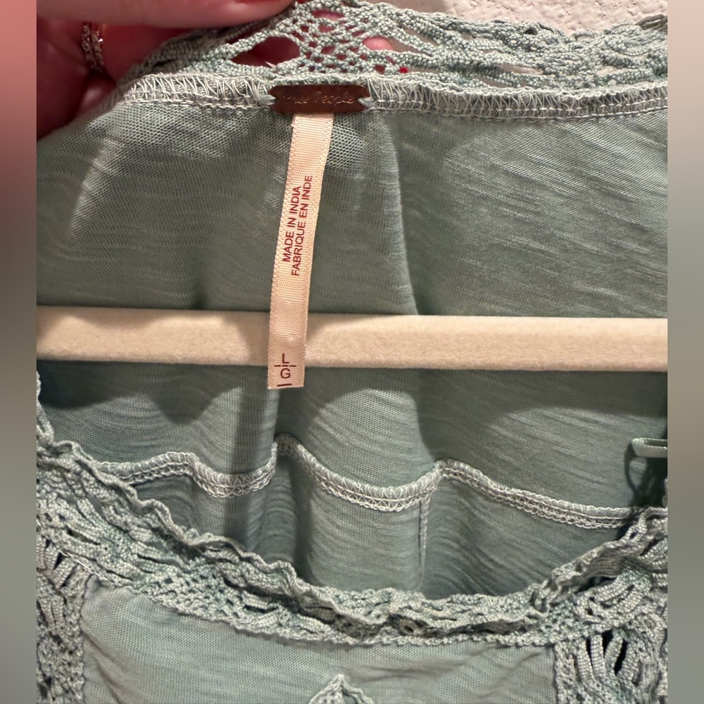 Free People Lace Detail Blouse in Soft Green - Picture 3 of 4